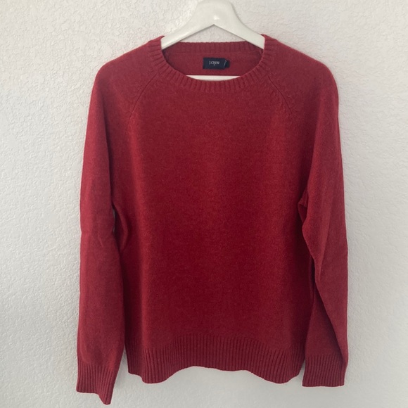 J. Crew Factory Other - J Crew Factory Medium Sweater 100% Lambswool Crewneck Red Intricate Stitch